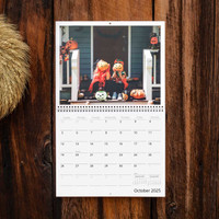 Bring the spirit of Halloween to your wall calendar with festive photos of costumes, pumpkins, and trick-or-treating fun