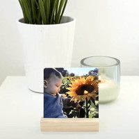 Shop metal desk prints with a wood block display in two different sizes