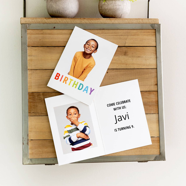 Create one-of-a-kind kids' birthday invites with colorful text, images and layouts