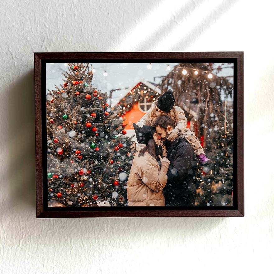 Bring the spirit of the season to your walls with a framed canvas print that captures the warmth of holiday memories