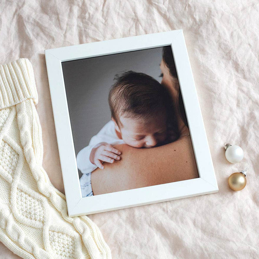 Celebrate new beginnings with a framed baby photo print that makes the perfect heartfelt gift for parents or grandparents