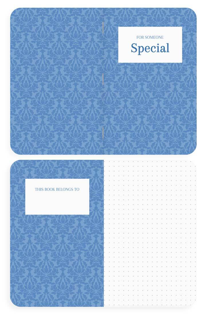 Memo book theme with heartfelt design for personal dedications or gifts.