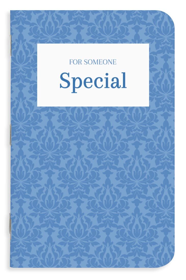 Memo book theme with heartfelt design for personal dedications or gifts.