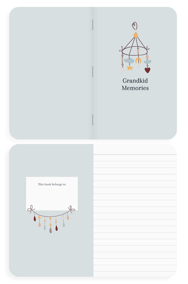 Playful notebook design to treasure moments with grandchildren.