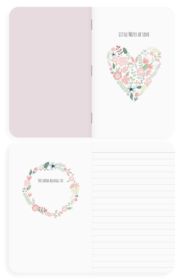 Heart-themed memo book for affectionate notes and loving messages.