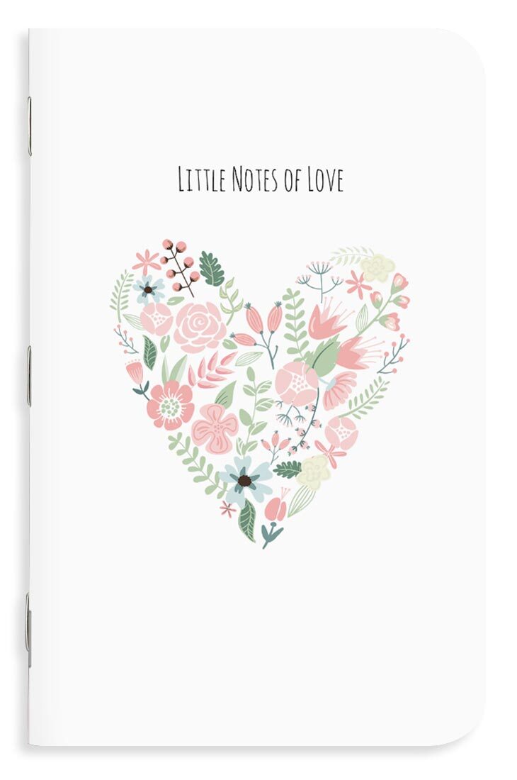 Heart-themed memo book for affectionate notes and loving messages.