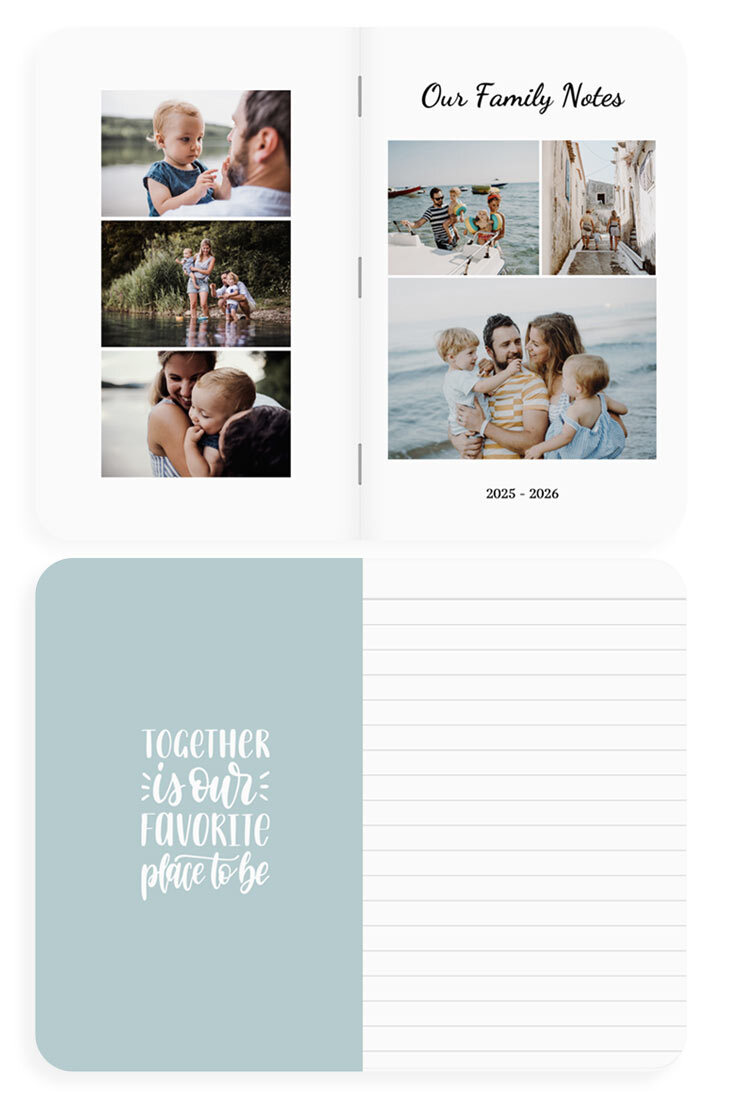Warm, family-themed memo book for preserving shared memories and stories.