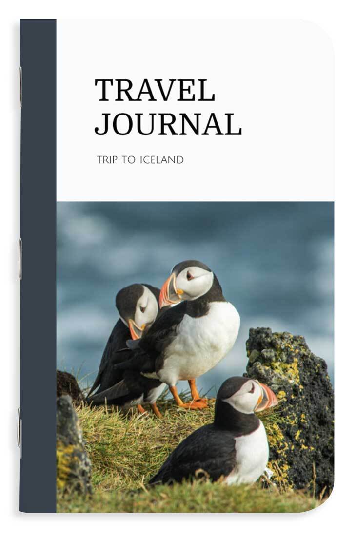 Notebook with travel-inspired design for documenting trips and adventures.