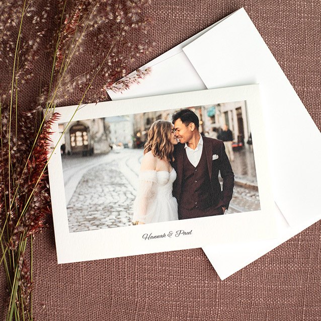 Share your gratitude in timeless style with a folded wedding thank you card