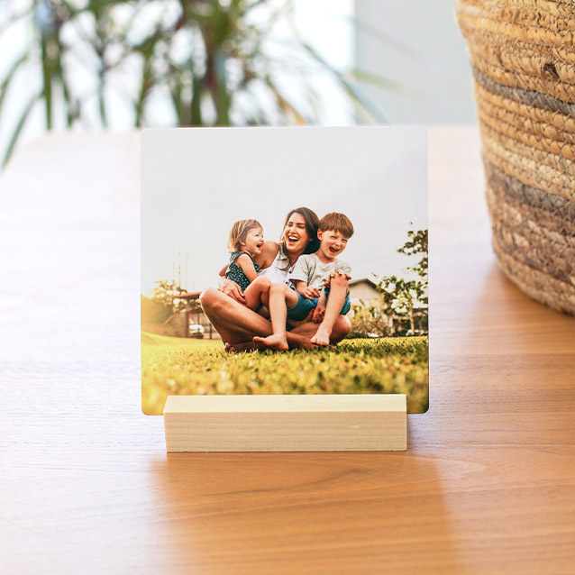 Sleek metal desk print ideal for displaying a treasured summer moment with vibrant, lasting color