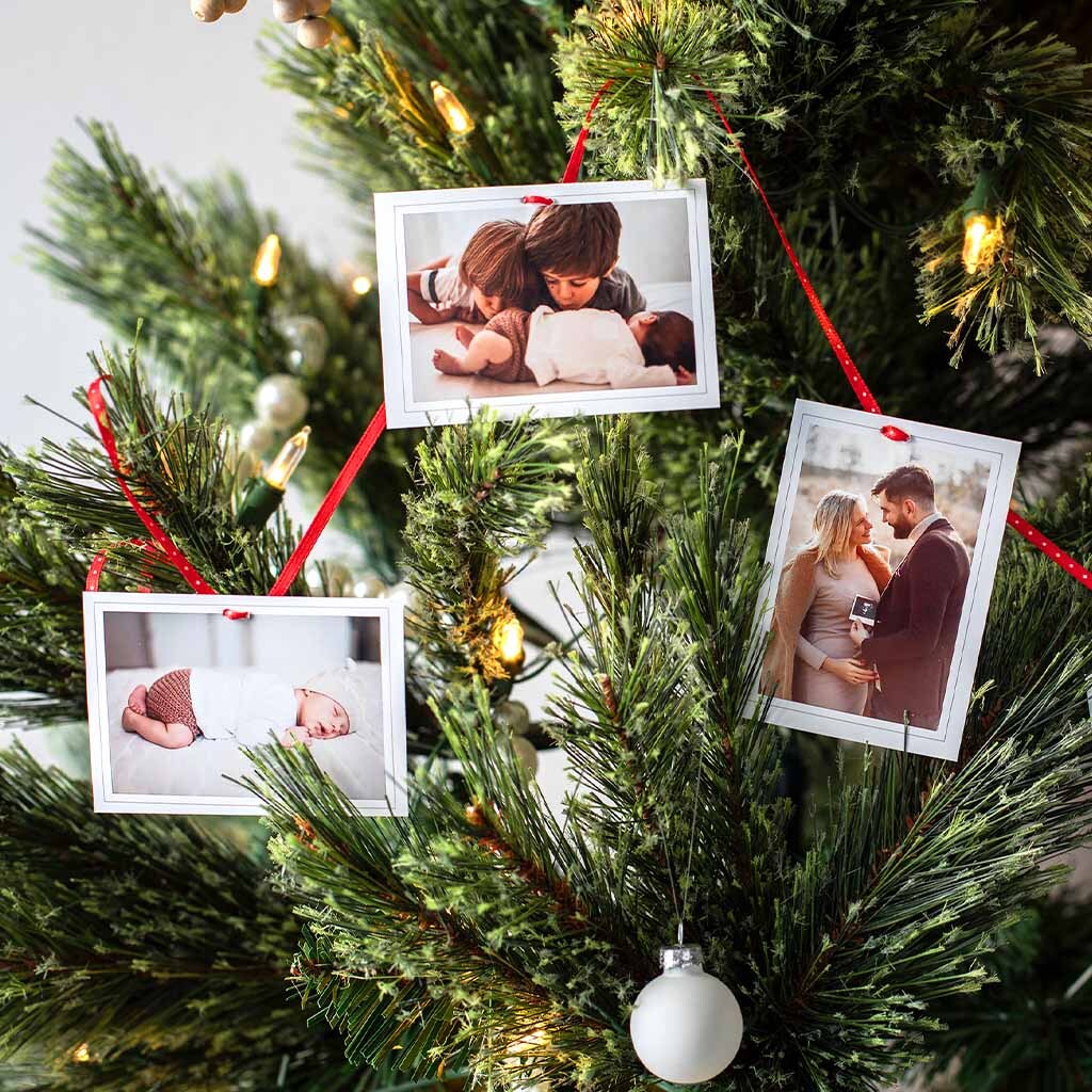 Turn your Christmas tree into a gallery of memories with photo prints that celebrate the seasons most heartfelt moments
