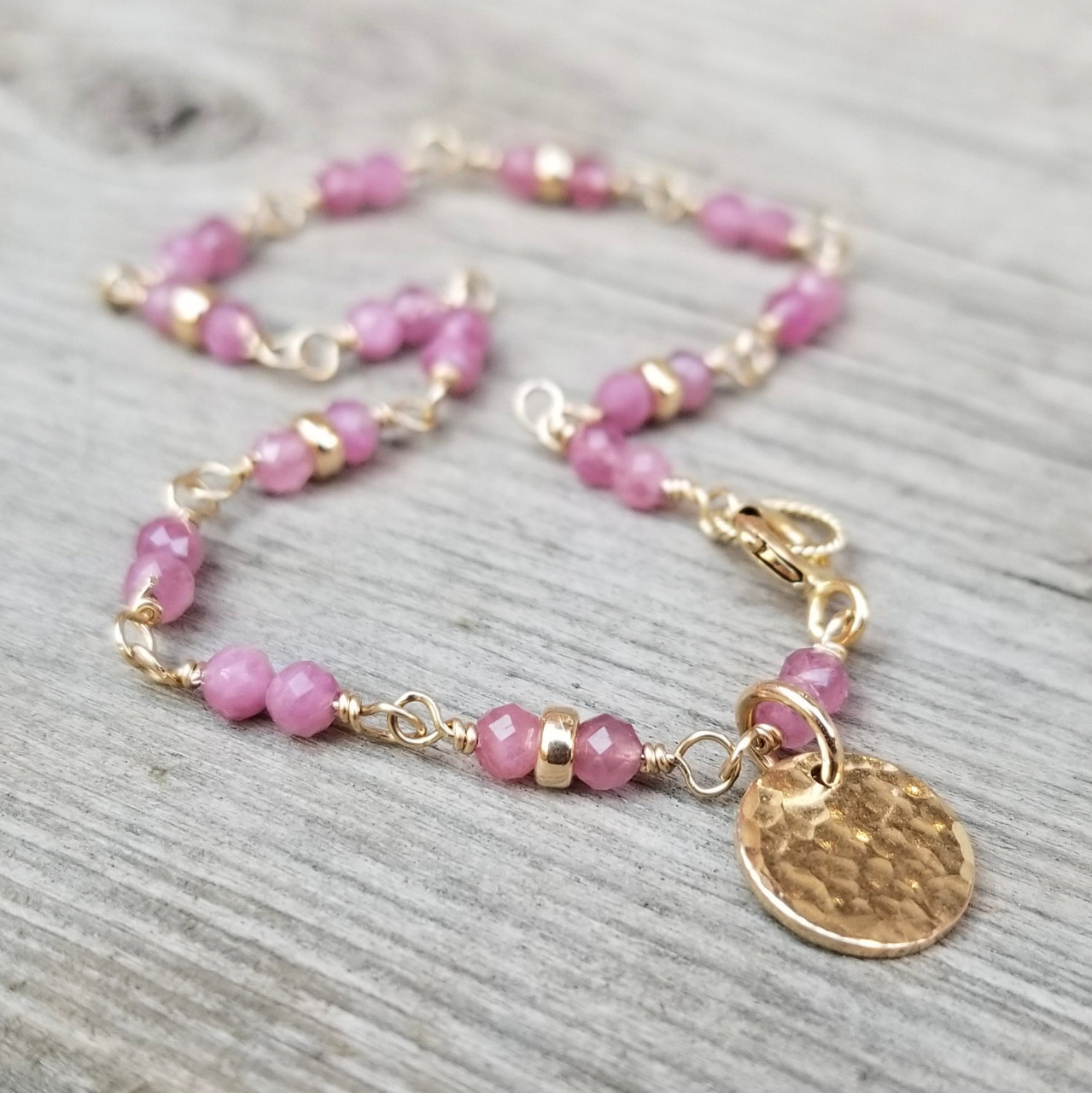 Pink tourmaline sales bead necklace