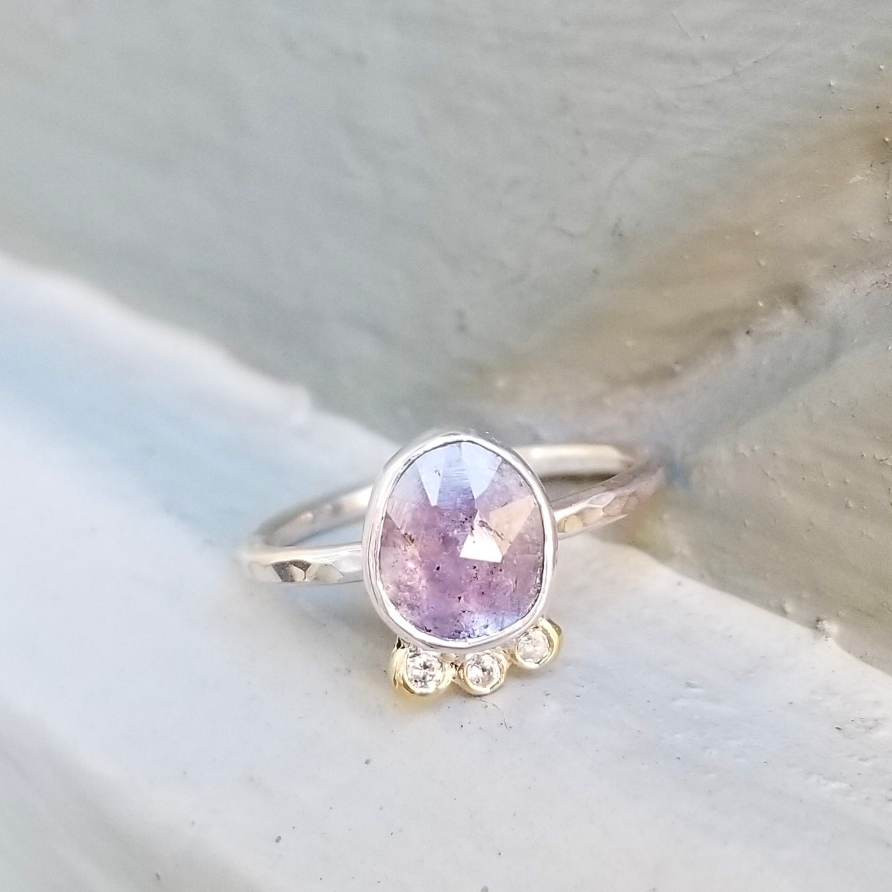 Lavender Spinel and Diamond Ring, size 5.75 - 6.5