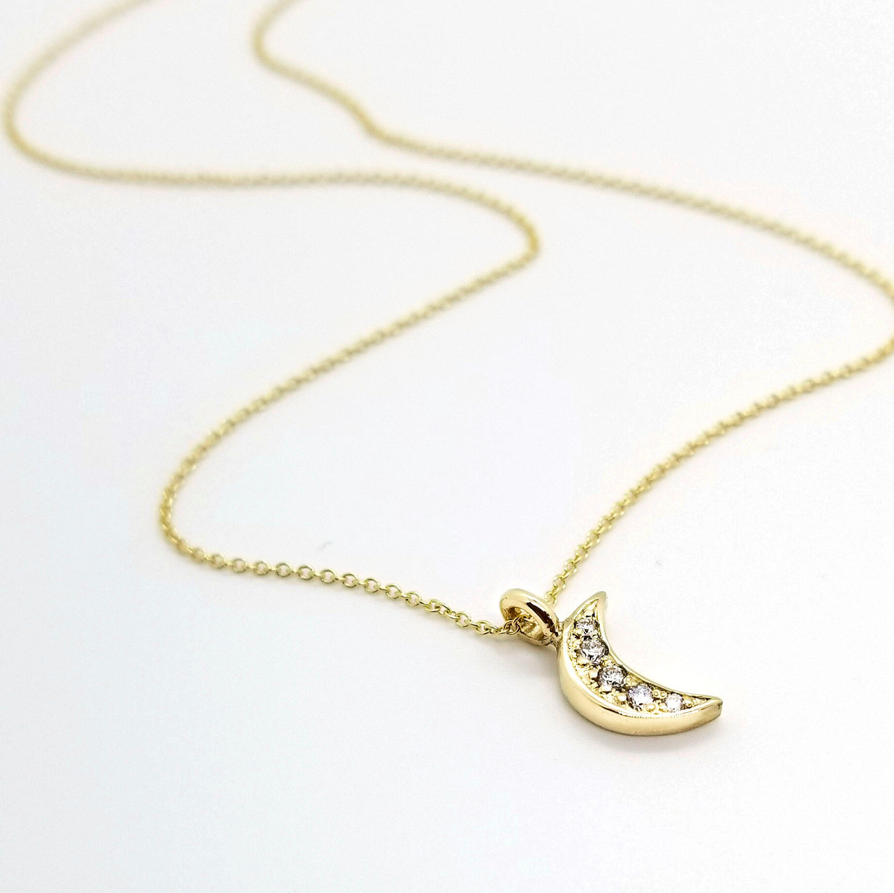 Arianrhod Pave Crescent Moon Necklace 