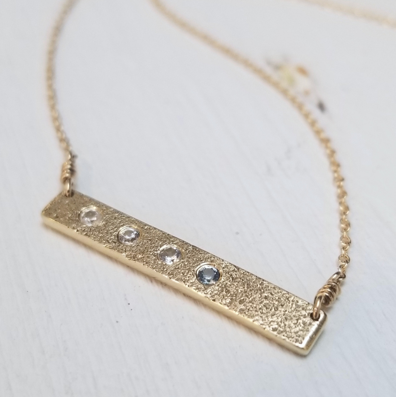 Personalized Skinny Bar Birthstone Necklace - 2 Stones | Tiny Tags