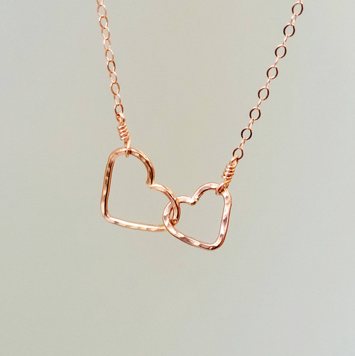 rose gold filled joined hearts necklace