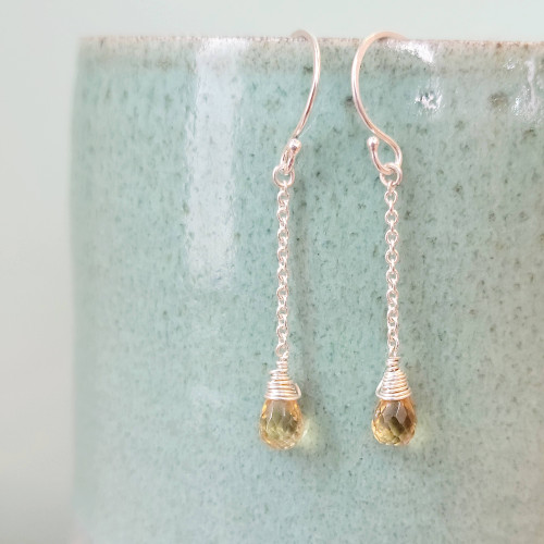 Briolette Dangle Earrings - Citrine Briolette Dangle Earrings - Citrine