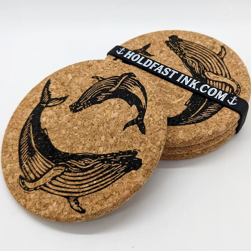 humpback whale cork coasters