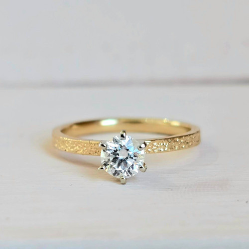 Charlotte sand band engagement ring in 14k gold with 0.54 carat lab grown diamond