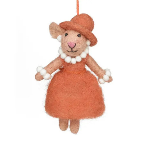 Evelyn Mouse felted ornament by Felt So Good