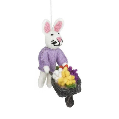 Francesca the Floral Bunny felted ornament by Felt So Good