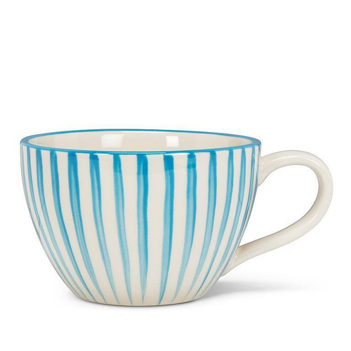 Cabana Striped Mug in Blue, positano latte mug