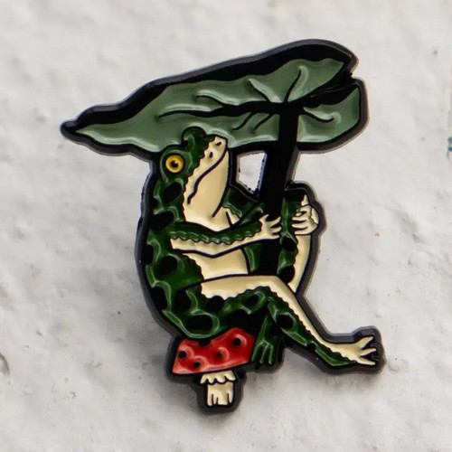 Leaf Umbrella Frog Pin