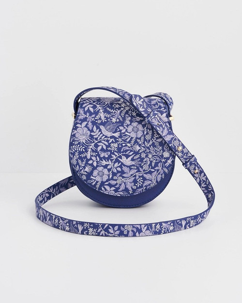 Floral Saddle Purse in Periwinkle Blue