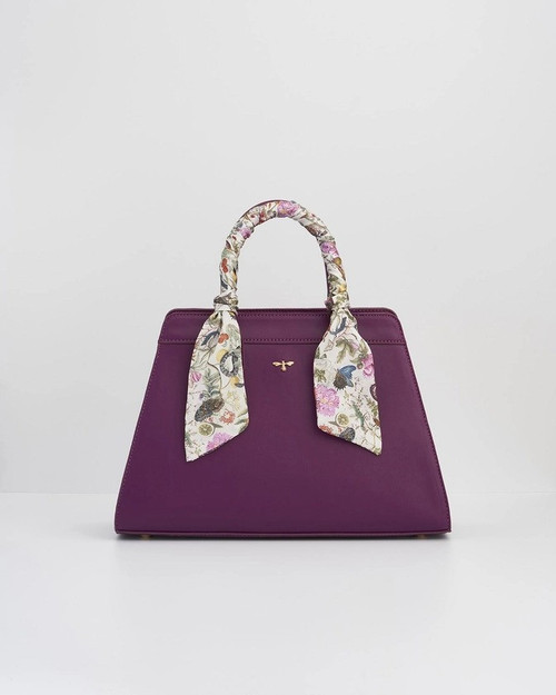 Floral Engravings Tote Bag in Plum