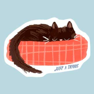 Sleepy Kitty on a Pillow Sticker Julep and Trubbs