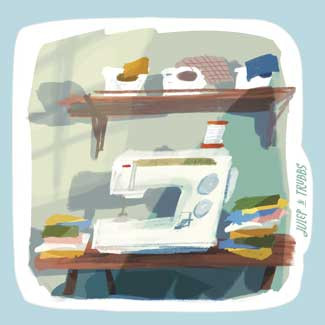 Sunny Sewing Room Sticker Julep and Trubbs