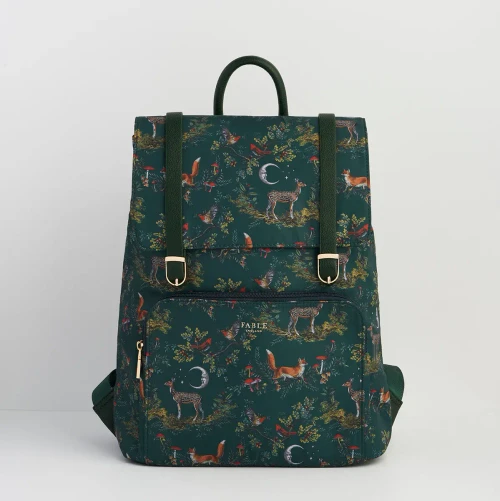 Into the Woods Green Buckle Medium Backpack