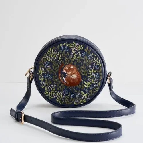 Chloe Dormouse Navy Embroidered Circle
