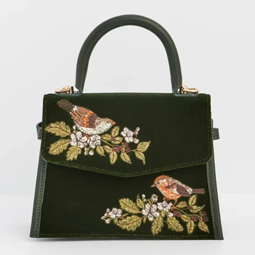 Eliza Wren Embroidered Mini Velvet Tote