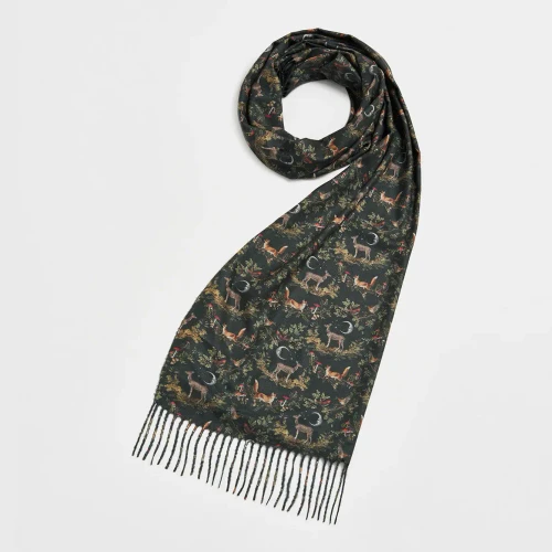 Into the Woods Green Tassel Scarf