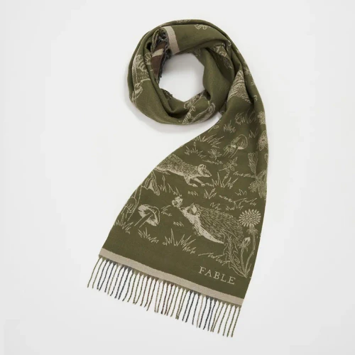 Woodland Scene, Check Long Jacquard Green