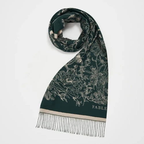 Midnight Garden Long Jacquard Scarf Green