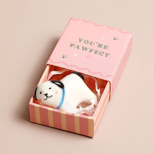 Tiny Match Box Ceramic Dog