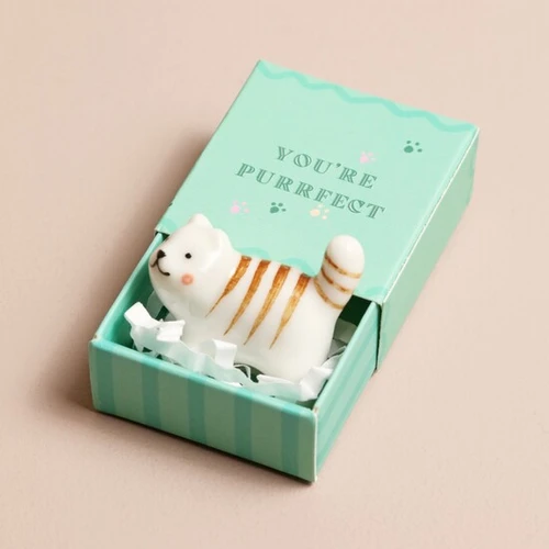 Tiny Match Box Ceramic Cat
