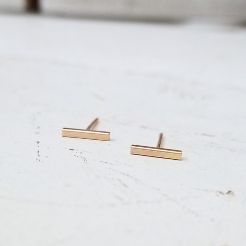 14k Rose Gold Filled Dainty Bar Studs 14k Rose Gold Filled Dainty Bar Studs