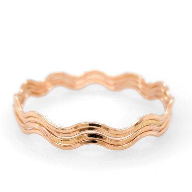 Oceanside Seafoam Wave Bangle - 14k Yellow Gold Filled - Kuriosities