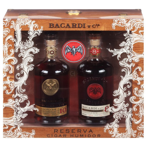 Bacardi Grand Reserve 8&10 Year With Cigar Humidor Gift Set