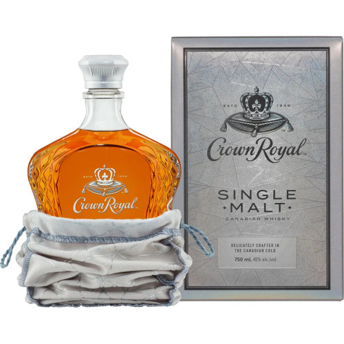 Royal Crown Single Malt Canadian Whiskey is a true testament to the artistry and heritage of Canadian whisky-making. Crafted with precision and passion, each bottle embodies the essence of luxury and refinement. This distinguished single malt begins its journey with carefully selected grains, meticulously chosen for their quality and character. Malted barley takes center stage, undergoing a traditional process of mashing, fermenting, and distilling to perfection. The result is a spirit of unparalleled smoothness and depth, with a distinctively Canadian flair. Royal Crown Single Malt is aged patiently in select oak barrels, where it develops its rich complexity and nuanced flavors. With each passing year, the whiskey absorbs the subtle influences of the wood, infusing it with notes of caramel, vanilla, and oak spice, while maintaining its signature velvety texture. From its elegant aroma to its lingering finish, Royal Crown Single Malt is a testament to the uncompromising standards of Canadian craftsmanship. Whether savored neat or enjoyed in a classic cocktail, it's a whiskey that promises an unforgettable experience with every sip.