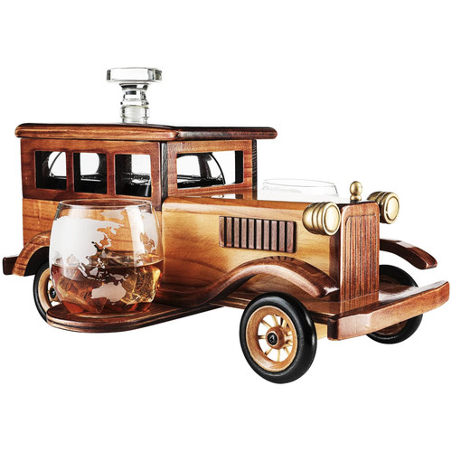 Collector's Edition Vintage Car Bourbon Decanter And Glasses Set 750mL