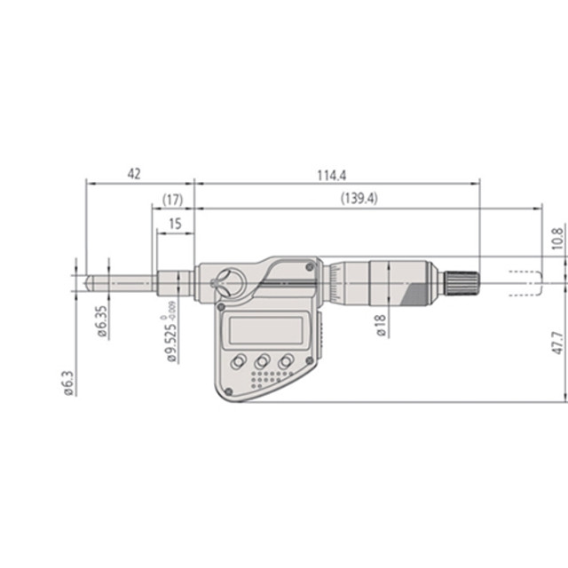 Mitutoyo Digimatic Micrometer Head Spherical Spindle Face 0-1"