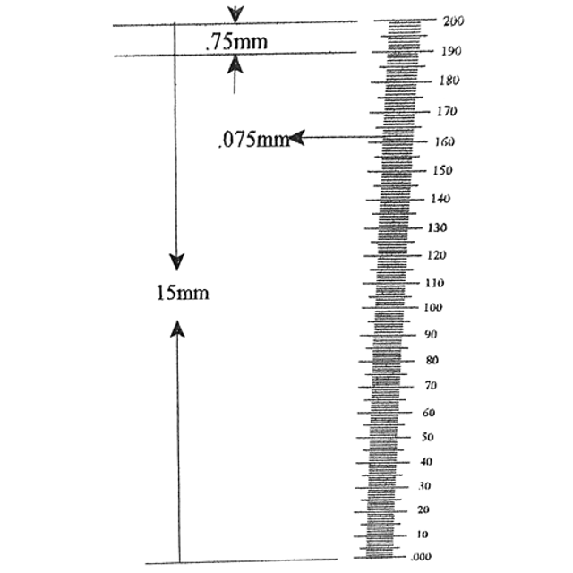 Reticle Ruler Vertical 15mm 200 Divisions Reticle Ruler Vertical 15mm 200 Divisions