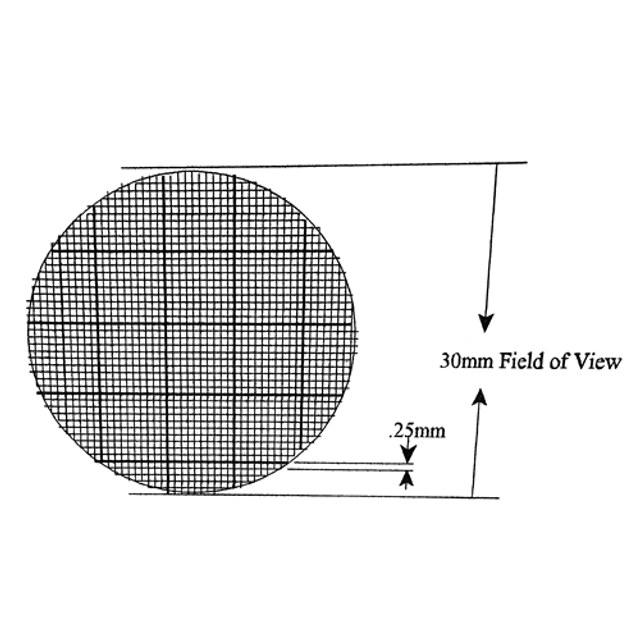 Reticle Grid 0.25mm Squares 30mm Field of View Reticle Grid 0.25mm Squares 30mm Field of View