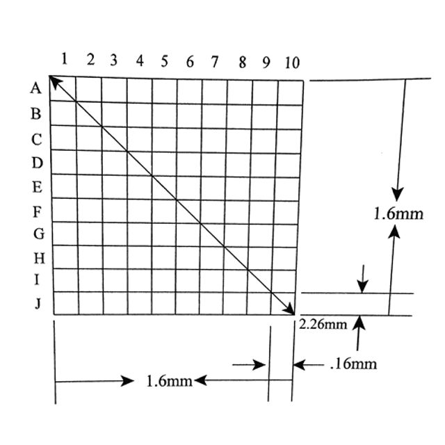 Reticle Grid 1.6mm Squares 100 Total
