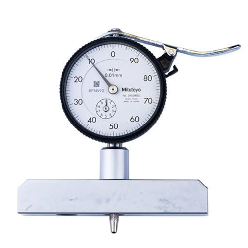 Mitutoyo Dial Indicator Depth Gage 0-10mm, Needle pt, Round base Ø16mm