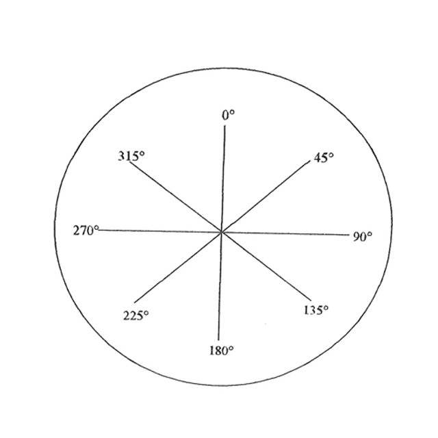 Reticle Cross-Line with 45 Degree Increments Numbered Reticle Cross-Line with 45 Degree Increments Numbered